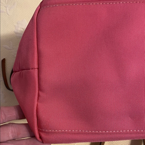 Dooney Dark Pink Tote Bag with Brown leather straps and accent straps - Picture 8 of 10